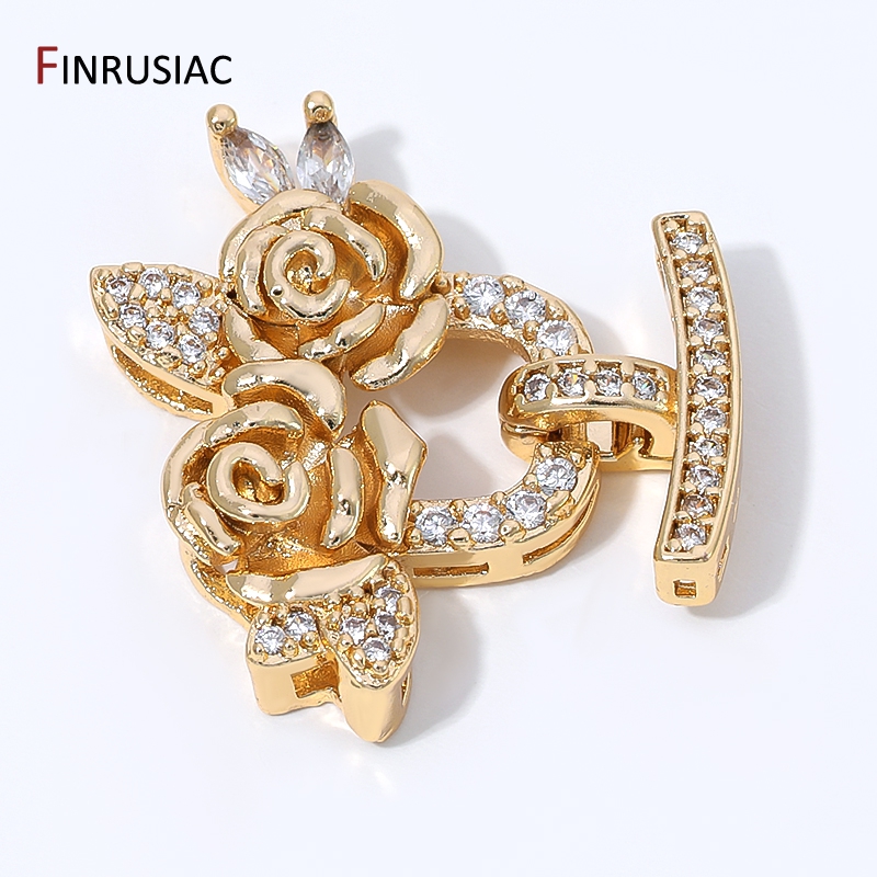 Jewelry Making Bead - 14K vergoldete Messing-Zirkon-Blumen-Perlenverschlüsse, mehrreihige Verschlussklammern für