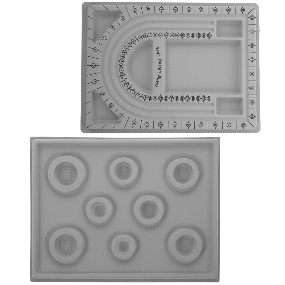 Jewelry Making Board - 2er-Set Halsketten-Designplatten, Schmuckdesign-Tablett, Armband-Messplatte, Perlen-Schmuckherstellungszubehör, Perlenplatte