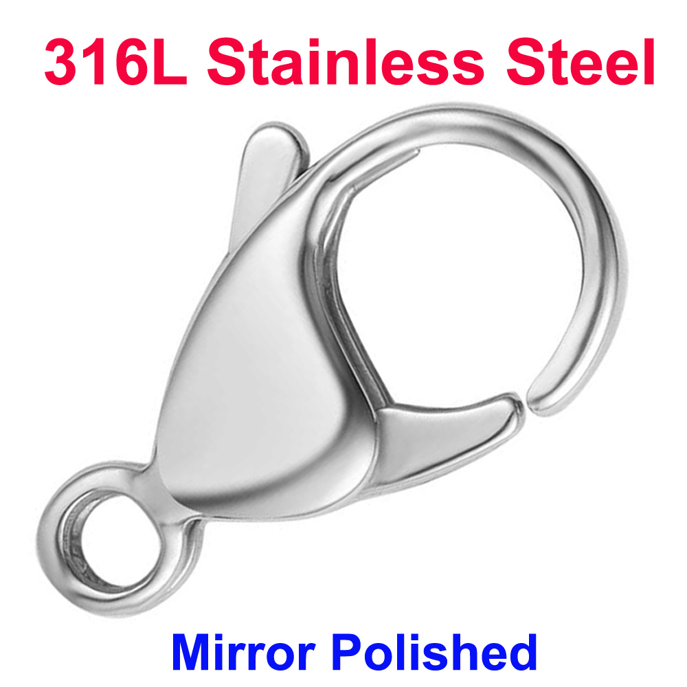Jewelry Making Materials - 20/30/40 316L Edelstahl-Karabinerverschlüsse Großhandel Spiegelpoliert 9-19mm