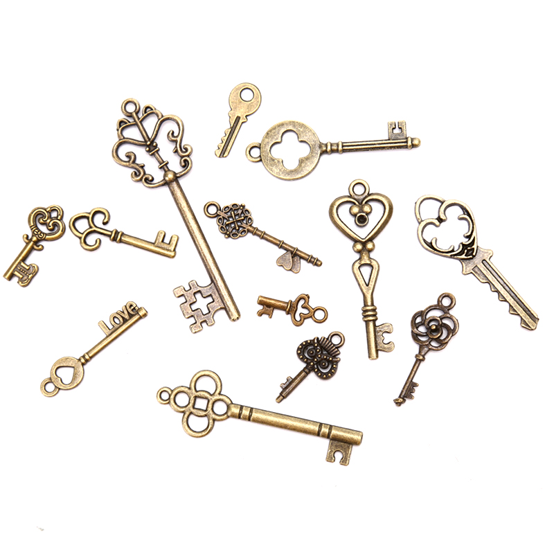Jewelry Making In La - [LA] 13-teiliges Vintage Metall-Schlüsselanhänger-Set im Mix-Stil