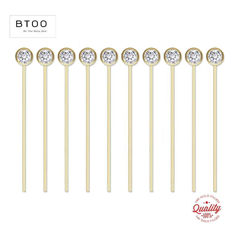 Jewelry Making Head Pins - 14K Gold gefüllte Zirkon-Kopfstifte, Nadeln für