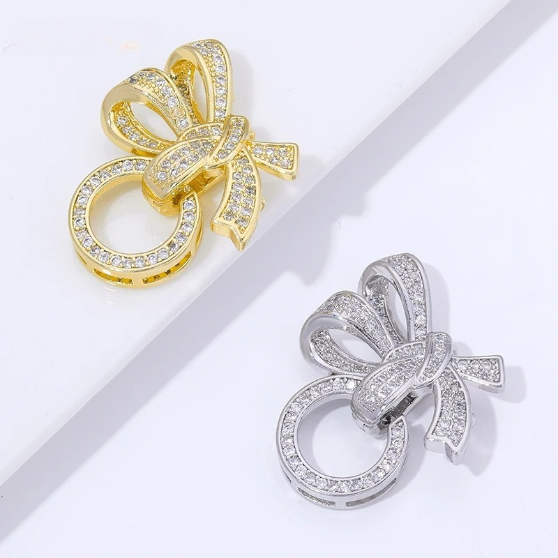 Jewelry Making Hobby - 18K Vergoldete Perlenverschlüsse mit Zirkonia-Besatz, 3-Ring-Schmetterlings-Schmuckverschlüsse