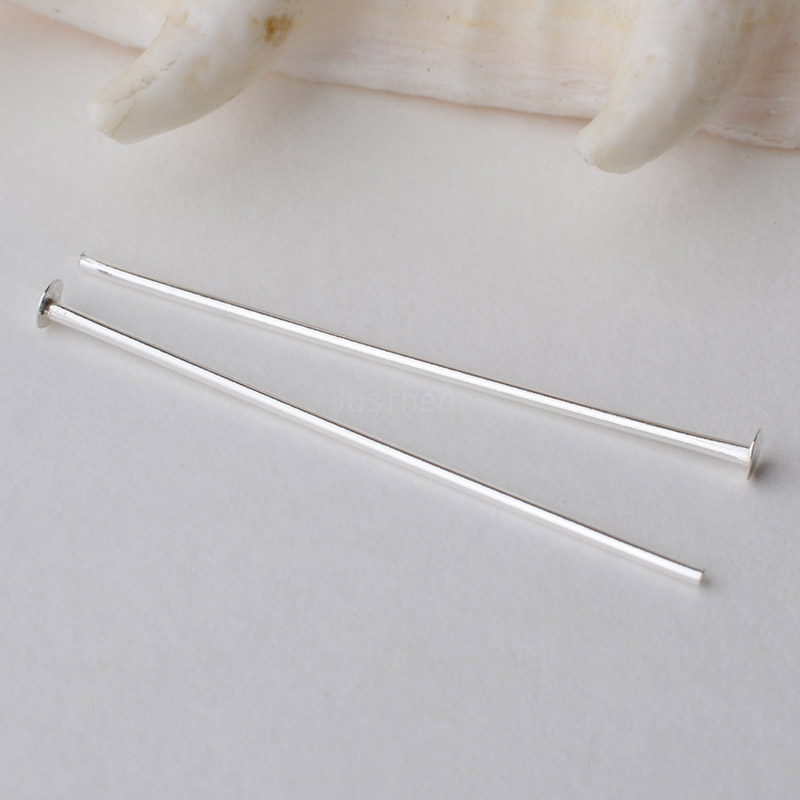 Jewelry Making Head Pins - 925er Sterlingsilber Flachkopfnadeln, Silberne T-Nadeln für