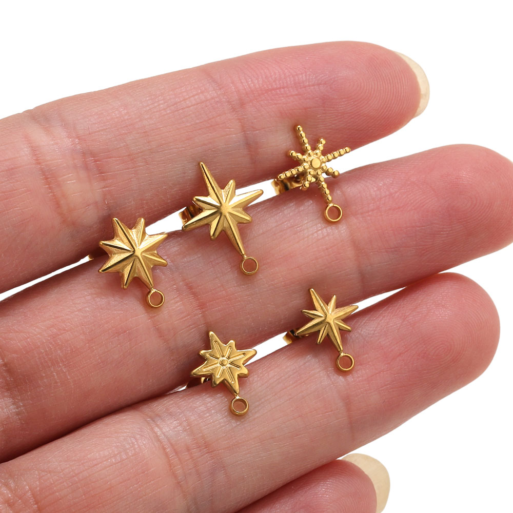 Jewelry Making Tutorials - 6 Stück Edelstahl-Stern-Ohrstecker für Ohrringherstellung, 18k