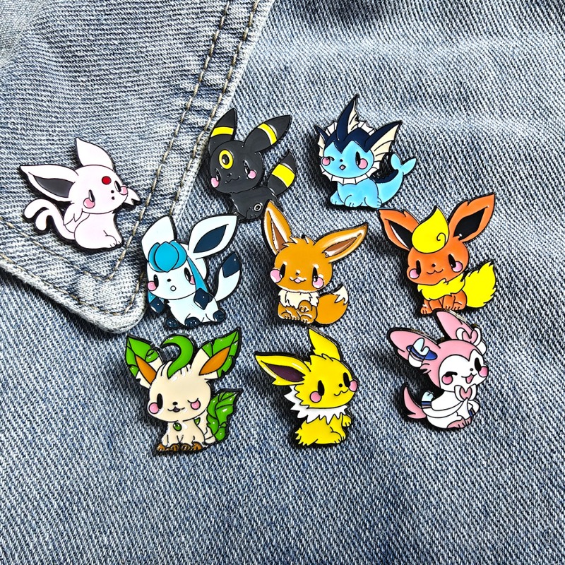 Jewelry Making Kits - Heiß begehrtes 9-teiliges Anime-Elfen-Broschen-Set: Eevee Emaille-Pins,