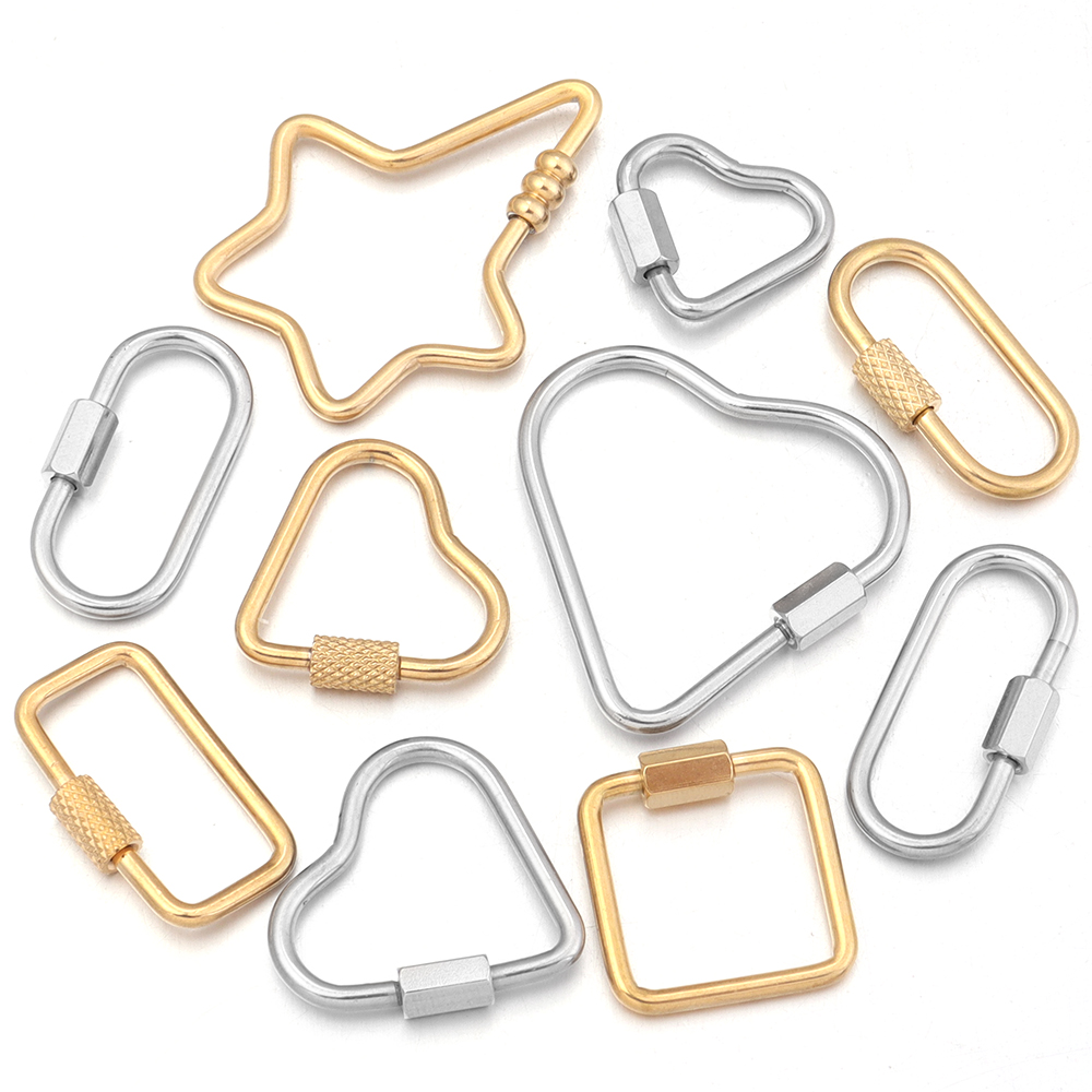 Jewelry Making Hobby - 2pcs Gold Edelstahl Herz Schraube Karabiner