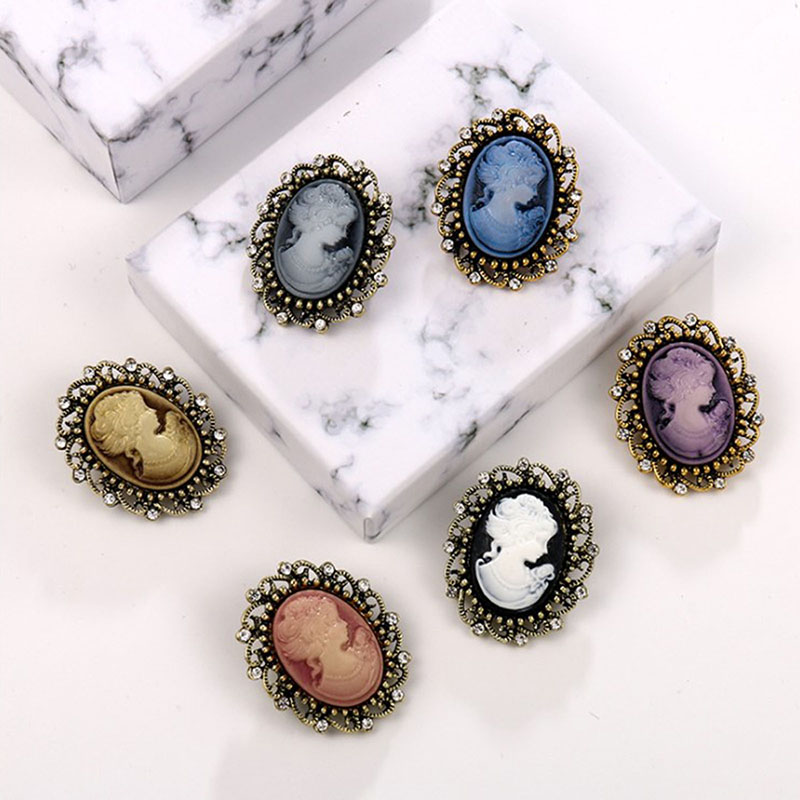 Head Pin Assorted - Vintage Königin Cameo Schönheit Kopf Kristall