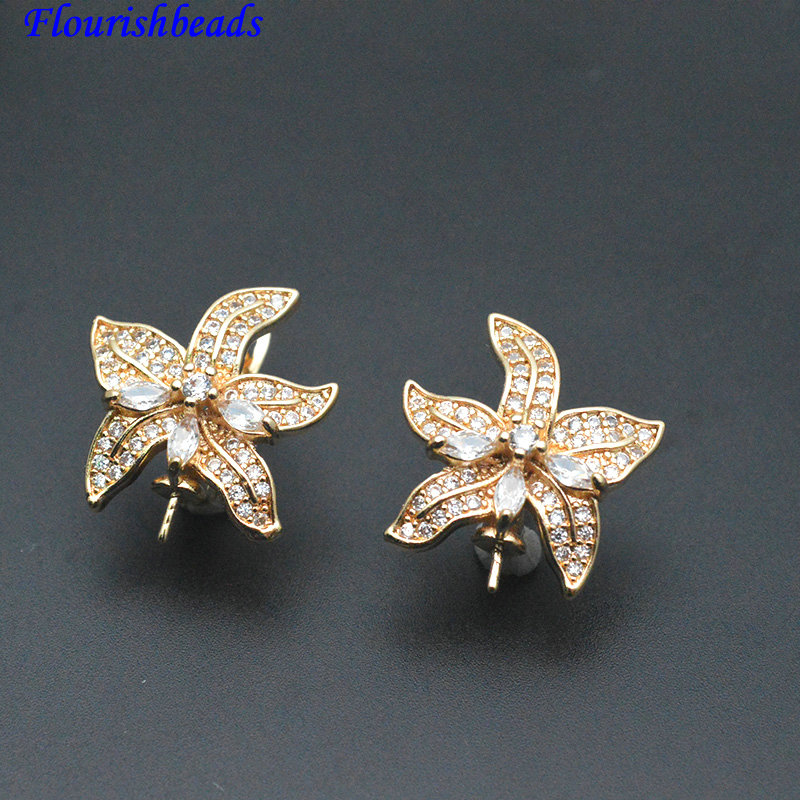 Jewelry Making Kits - 30 Stück Pin-Stil CZ gepflasterte Blumenform