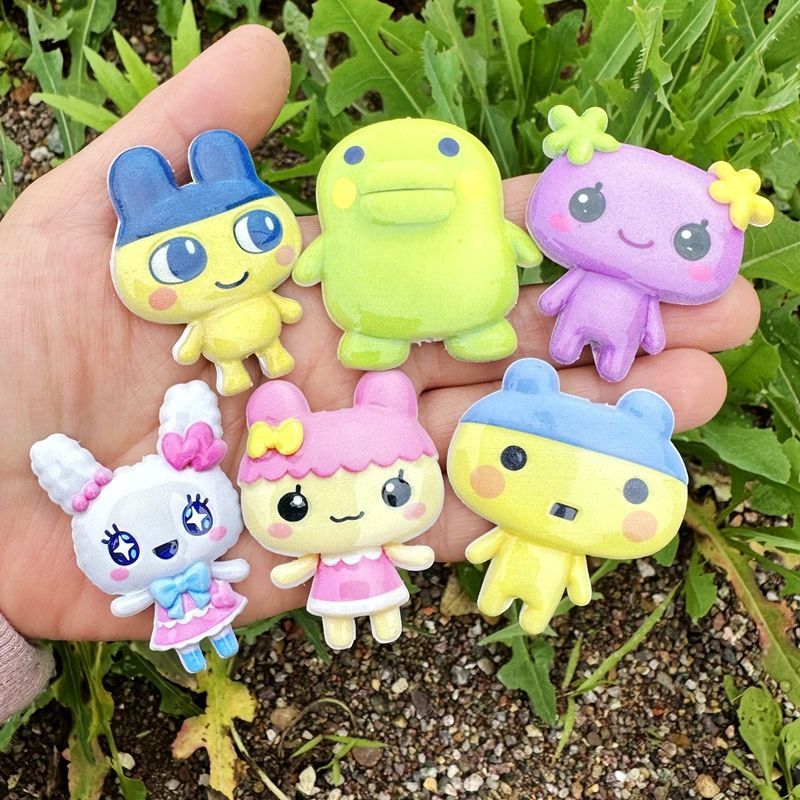 Jewelry Making Materials - 45mm Cartoon-Tamagotchi doppelseitig bedruckte Hohlperlen, Handytaschenkette