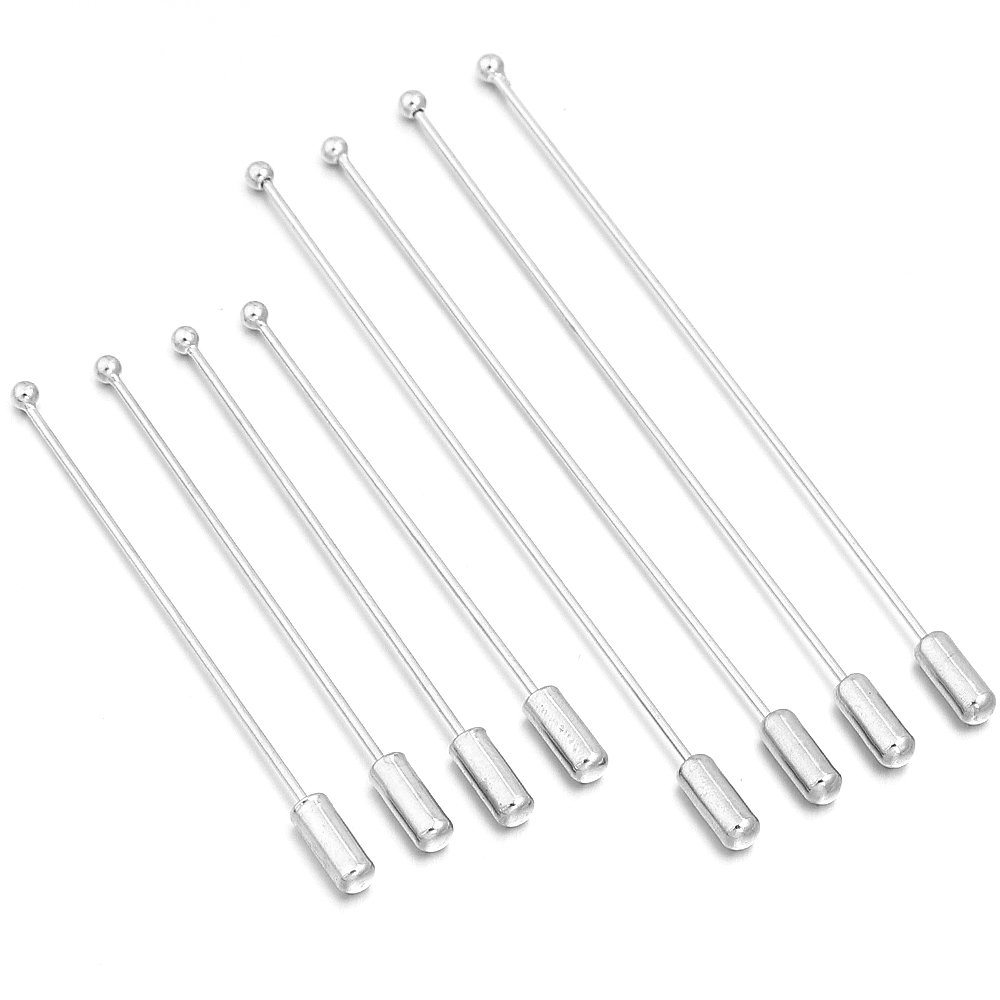 Jewelry Making Head Pins - 10 Stück/Set 60/90cm Rhodiumfarbene Kupfer-Sicherheitsnadeln für