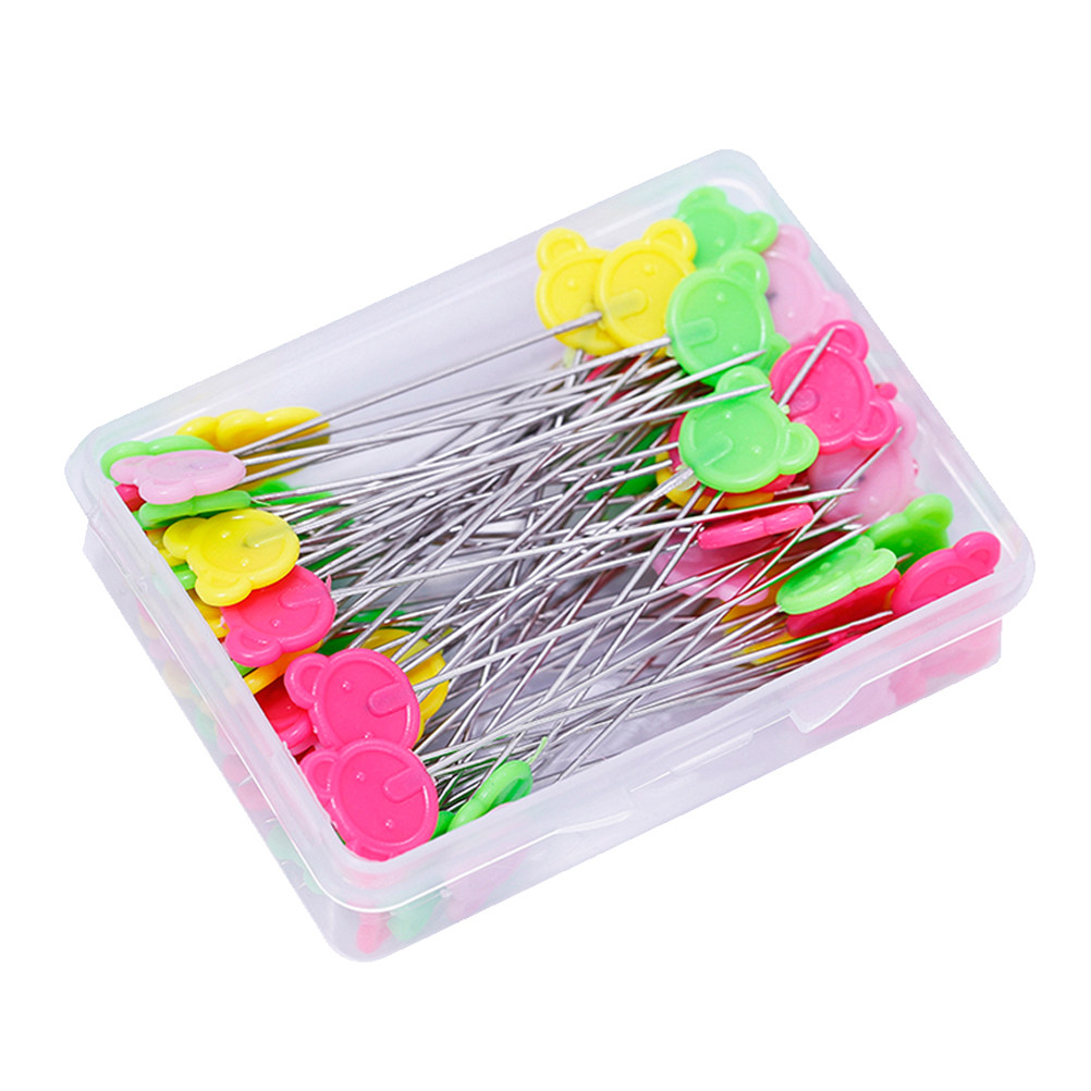 Head Pin Assorted - 50 Stück Sortierte Farbige Flache Bärenkopf-Nähnadeln