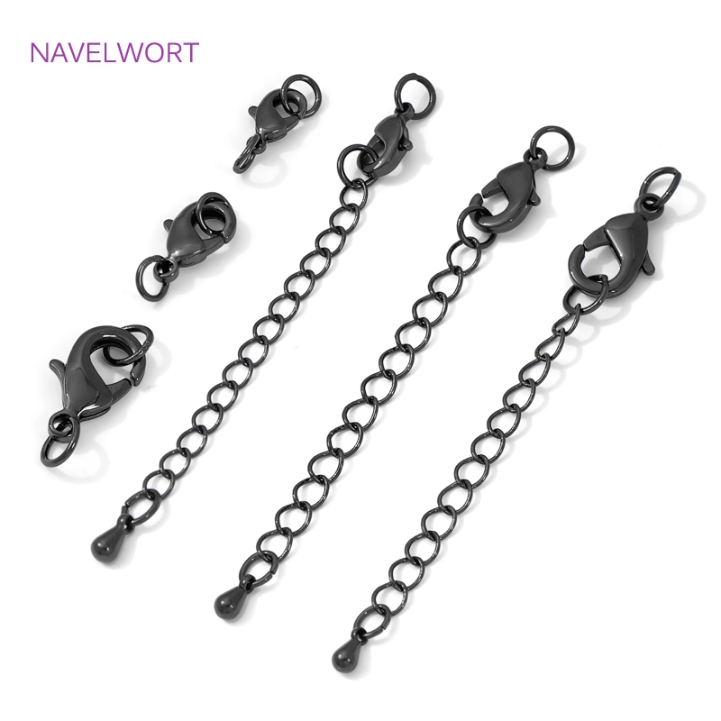 Jewelry Making Hobby - Schwarzer Messing-Karabinerverschluss und Verlängerungskette, Verschluss für