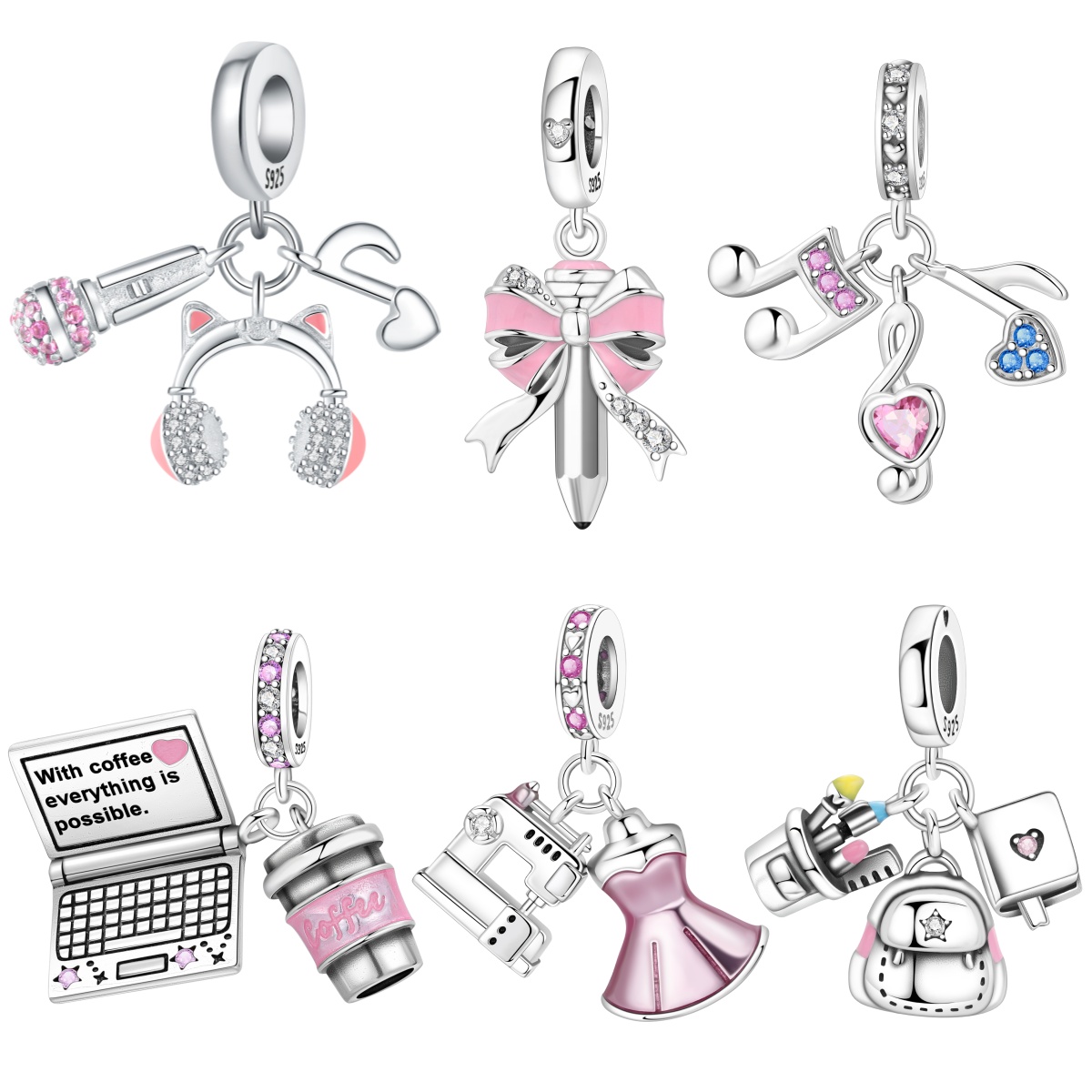 Jewelry Making Notes - Orstarry S925 Sterling Silber Charm Kopfhörer