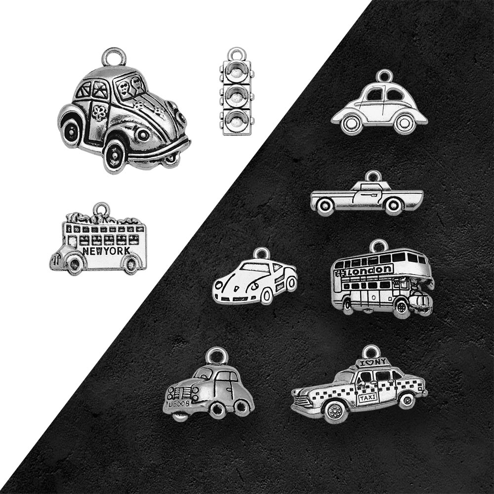 Versilbert Taxi Bus Auto Reise – Jewelry Making New York Bewertung und Preis
