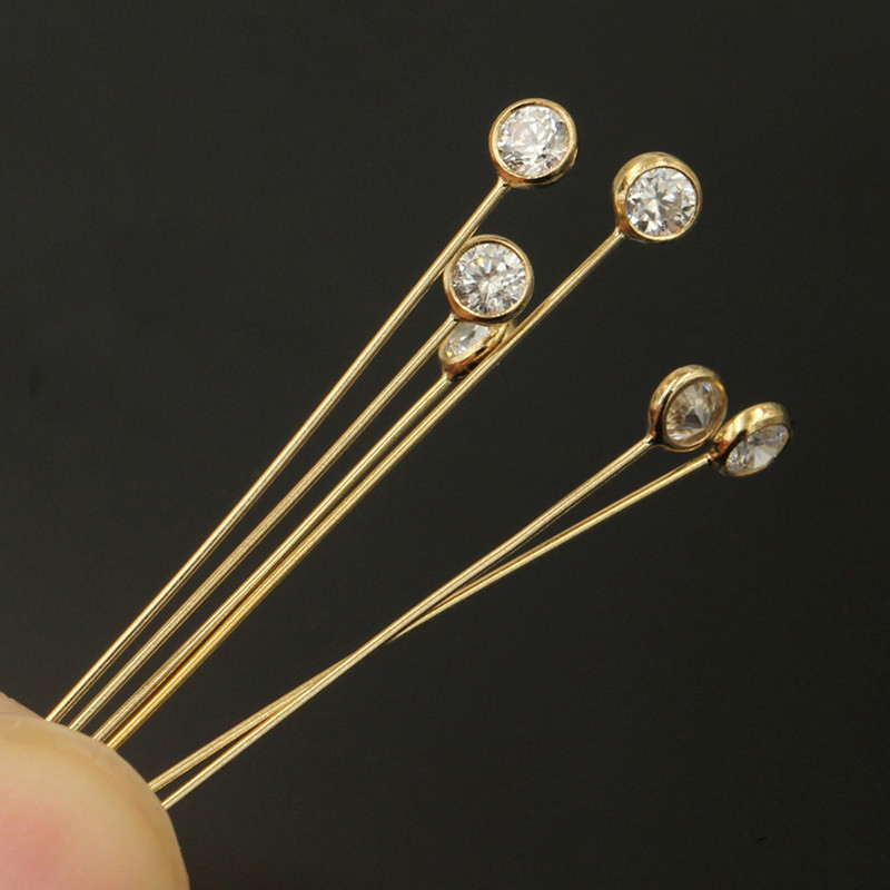 14K Gold gefüllte Zirkon-Kopfs – Jewelry Making Head Pins Bewertung und Preis